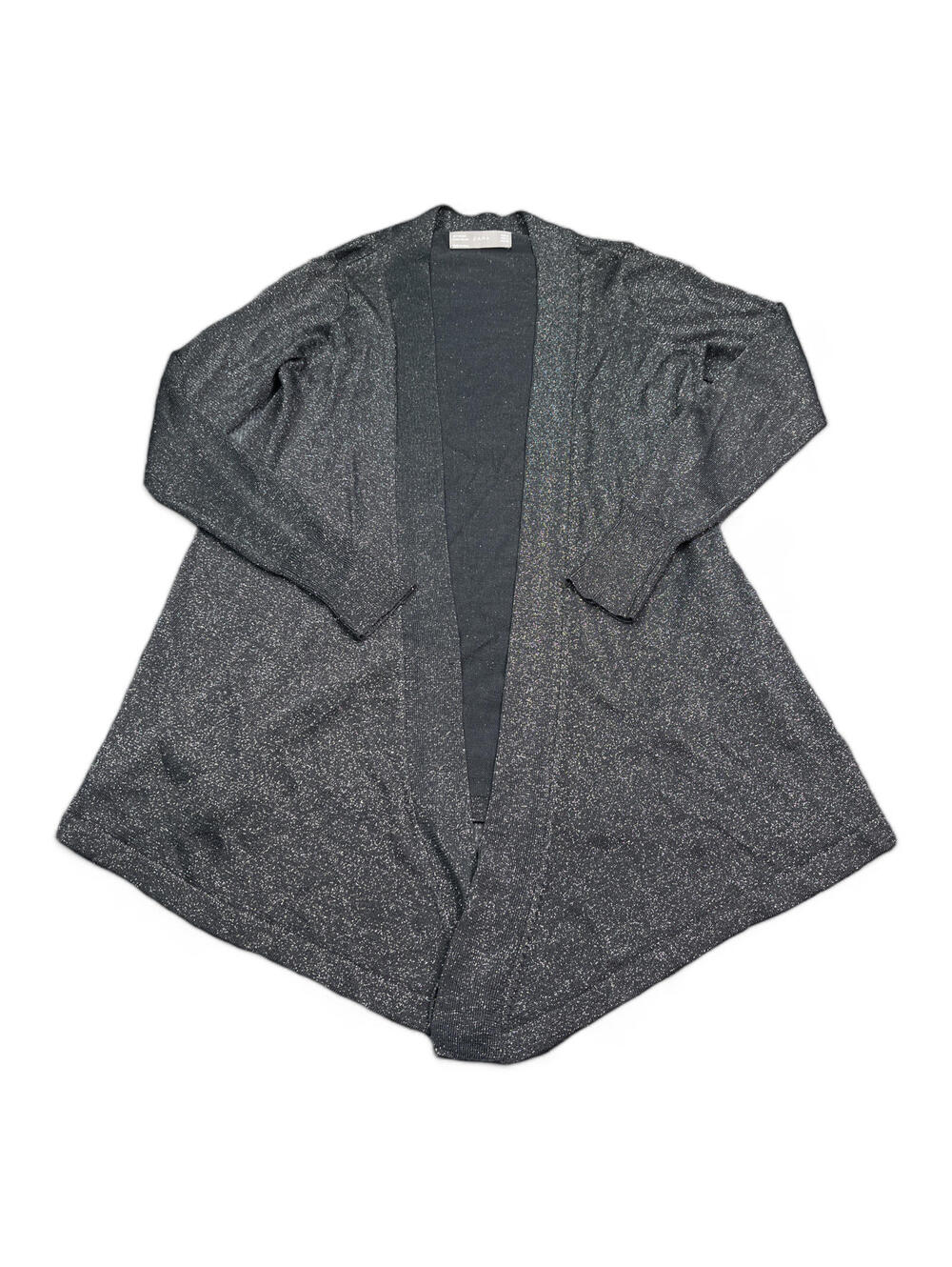 ZARA Cardigan Sweater Womens Size Medium Gray Open Front Knit Casual